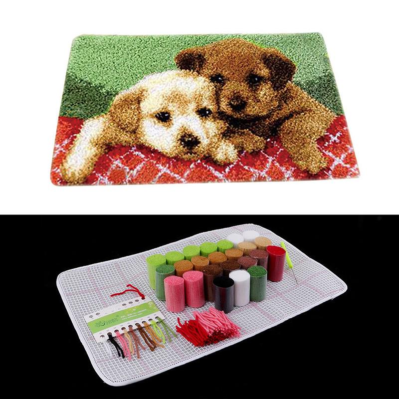 Buy Xtian 30 X 50cm DIY Latch Hook Rug Kit Two Dogs Carpet Mat Cross ...