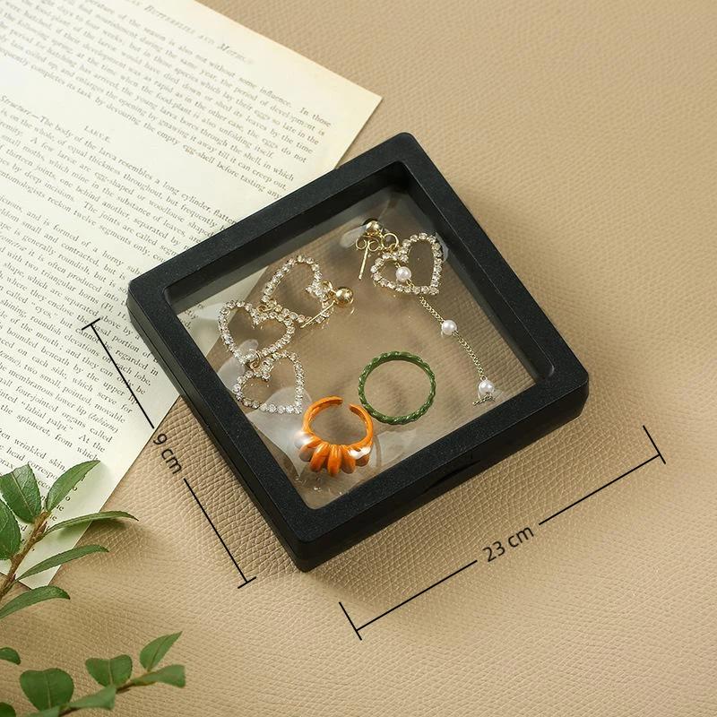 Pe Film Suspension Jewelry Box Clear Display Case Dustproof Jewelry Storage Holder For Earring Necklace Ring Bracelet Collection