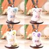 Cute Animal Plush Doll With Checkered Bow Decoration For Bags And Keys