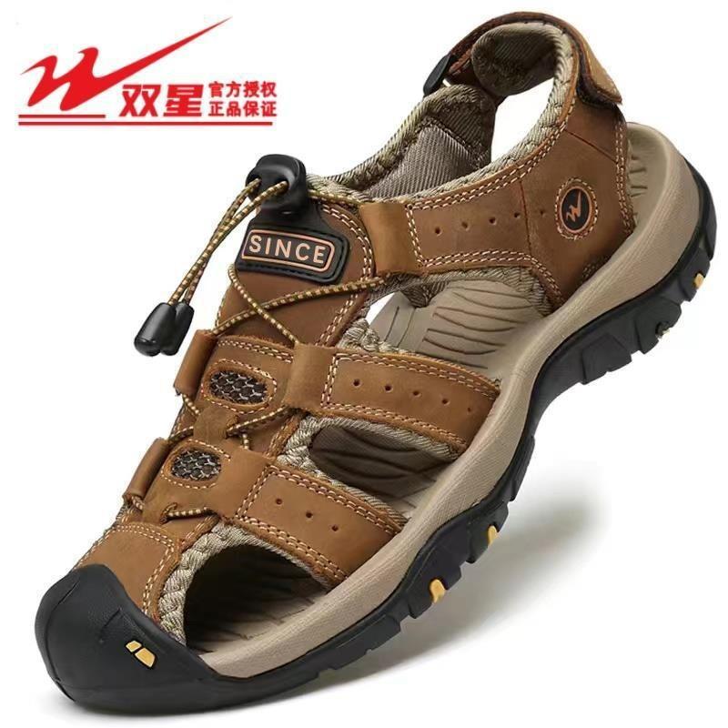 

Leather sandals summer new breathable bag head slippers outdoor sports and leisure shoes beach sandals men 46