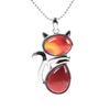 Daily Wear Cute Shape Cat Necklaces Animal Pink Purple Stone Pendant Kitten Crystal Cat Jewelry Necklaces Women Girl