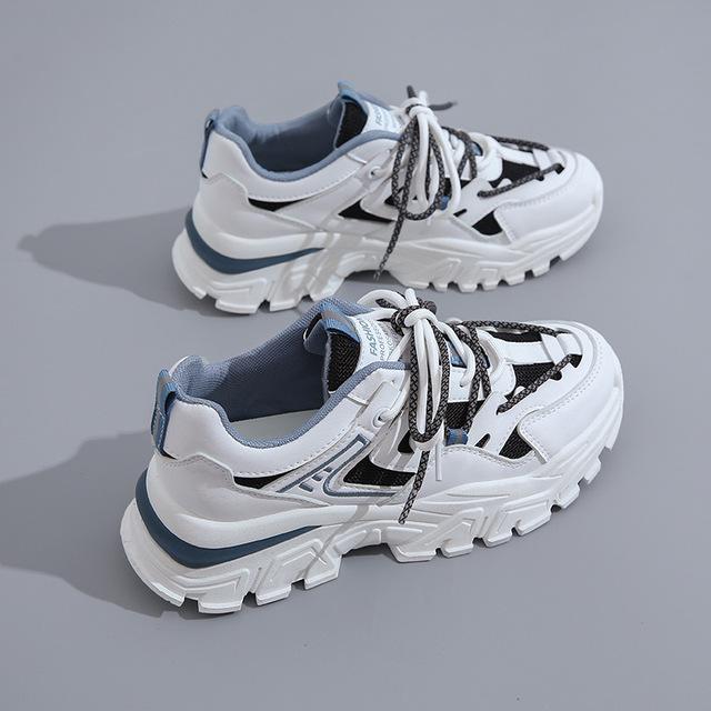 

Sheos Женская Весенняя Мода Шнуровка Повседневная Обувь Женские Кроссовки Увеличение Нескользящие Кроссовки для Бега Zapatos De Mujer 35 синий