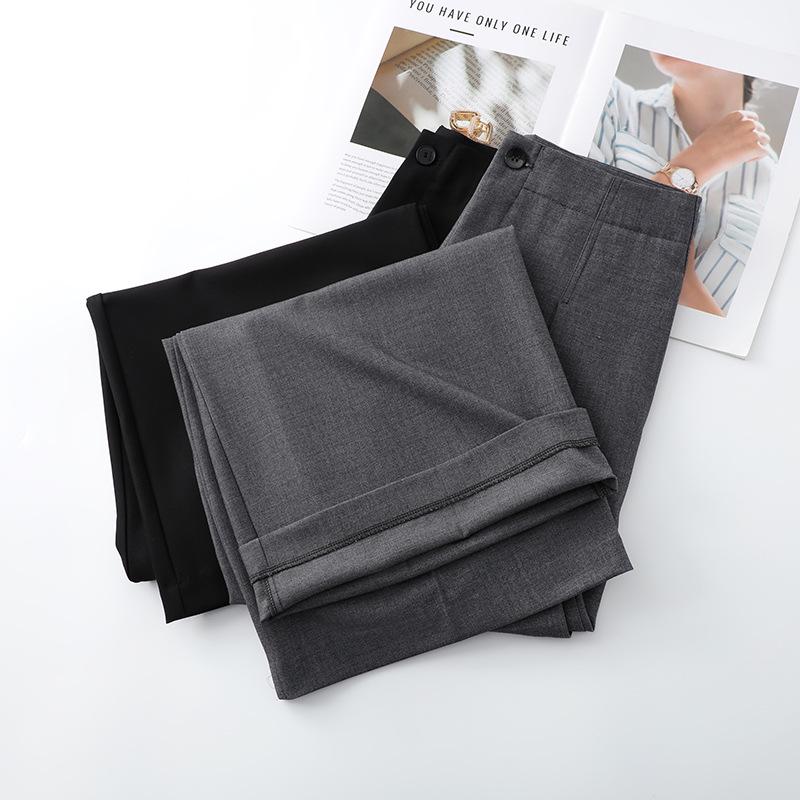 Women's Gray Wide-Leg A-Line Pants - Spring/Summer 2025 Collection, High-End, Loose, and Drapey Style.