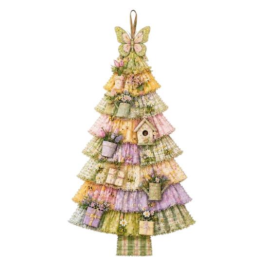 Decorative Mantel Accent for Holidays Christmas Handmade Door Hanging Kit, Patchwork Tree Decoration DIY Sewing Oversized Silhouette Ornament
