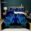 Buddha Duvet Cover Set Indian Art Bohemian Mandala Zen Themed Bedding Set Meditation Buddhist Lotus Floral Polyester Qulit Cover