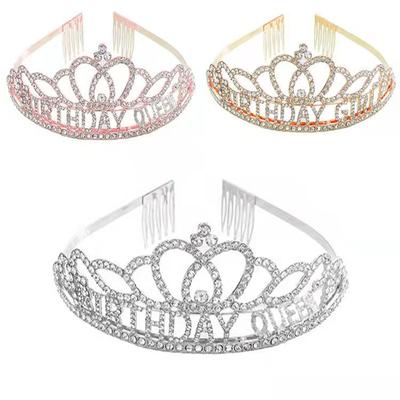 BIRTHDAY QUEEN GIRL Girl Birthday Crown Etiquette Party Supplies Rhinestone Hair Accessories