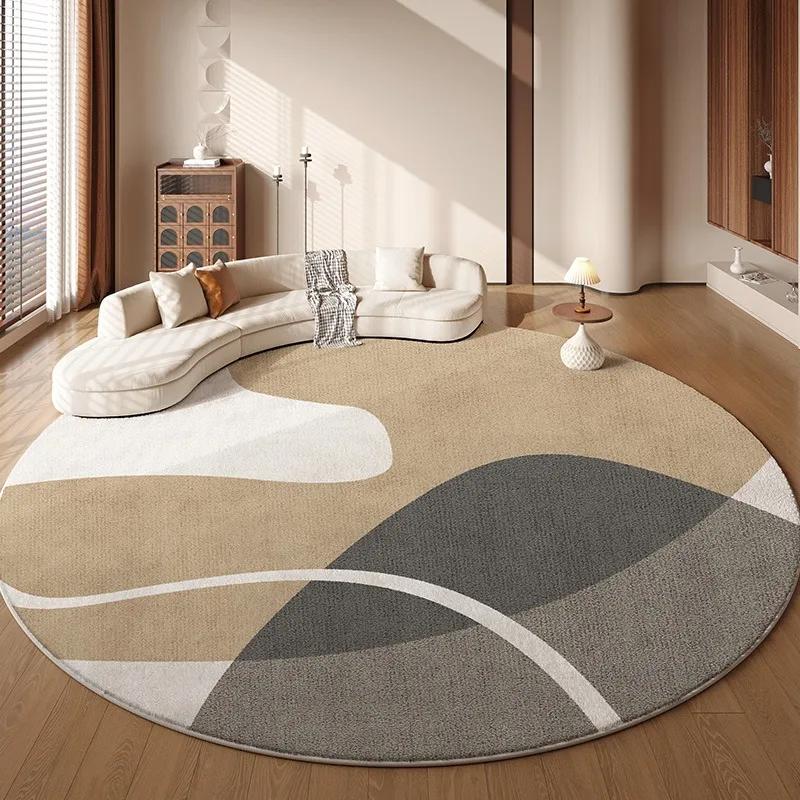 Beige Round Carpet for Living Room Floor Mat Bedroom Carpets Bedside Foot Mats Soft Fluffy Japanese Style Home Decoration Rug