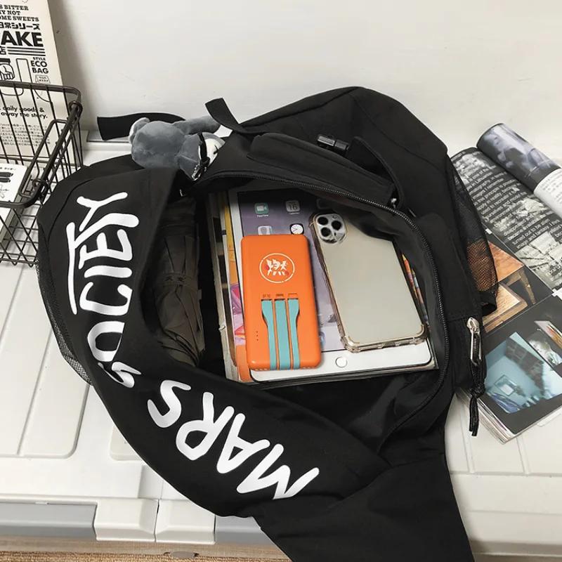 Men's Korean Trend Messenger Shoulder Bag Sports Travel Large Capacity Backpack Female Students Crossbody Chest Casual Bag Bolso