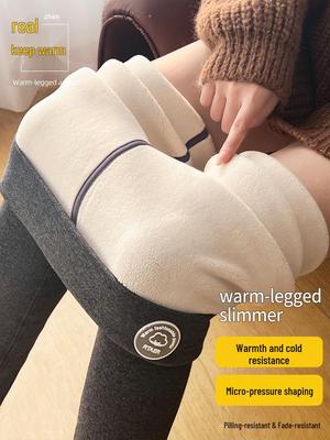 Women's High-Waist Lambswool & Cotton Leggings - Thick, Warm, Velvet-Lined, Butt-Lifting Autumn Pants