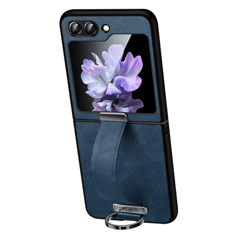 SULADA Fashion Series for Samsung Galaxy Z Flip5 5G Phone Case PU Leather+PC Wristband Kickstand Protective Cover