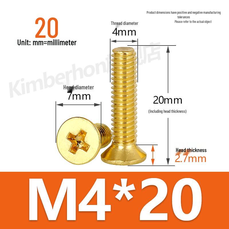 Copper Phillips Countersunk Head Machine Screws, Sizes M2–M4, Lengths 6/8/10/12mm