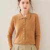 Women's Twist Pattern Polo Collar Wool Cardigan - Autumn/Winter Slim Fit Cashmere Knit Sweater