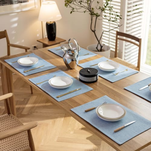 Demetex Reversible Placemat, Cotton-Linen Fabric, Stylish, Scandinavian-inspired Placemat for Parties, Luxury Placemat, Solid Color, Tableware, Gift,