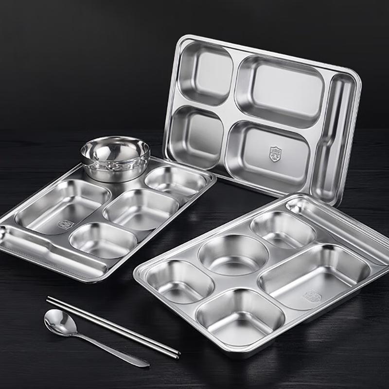 304 Stainless Steel 6-Compartment Lunch Tray Set