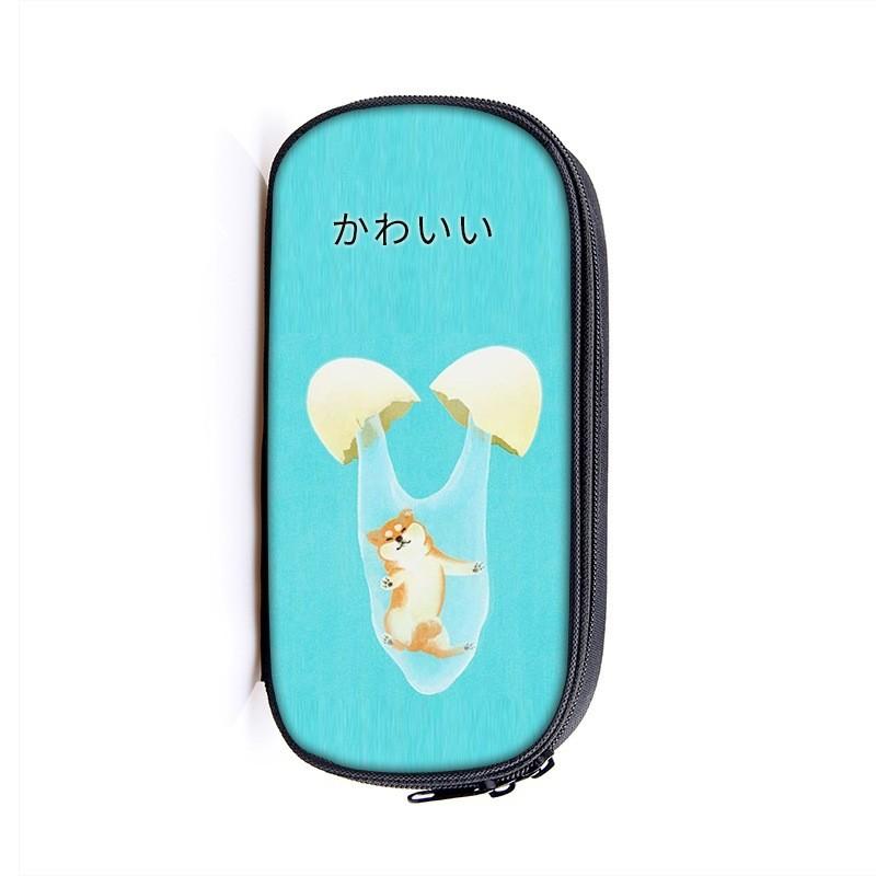 Student Cartoon Shiba Inu Pencil Case With Nylon Material For School Supplies