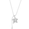 Women's High-End Silver Heart & Star Pendant Necklace - Versatile Long Sweater Chain