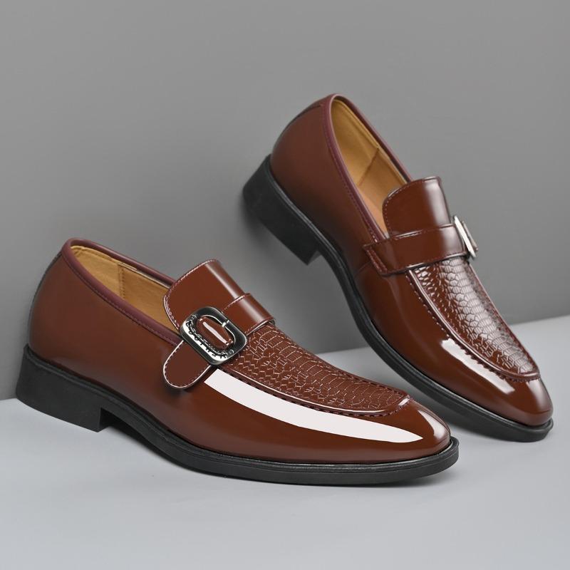 Fashion New Patent Leather Large Size Business Men's Dress Shoes Designer Soft Sole Spring Autumn Buckle Designer Men Derby Shoes