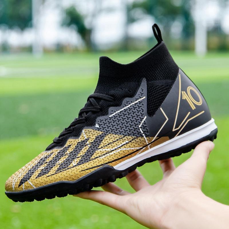 20252025 Flying woven football shoes high-top broken nails male and female students grass training long nails competition sports shoes
