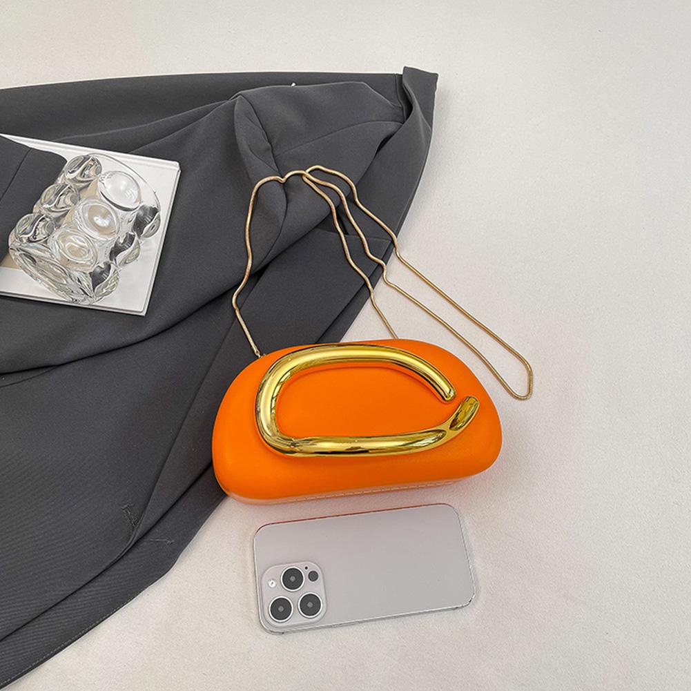 Women PU Leather Trendy Clutch Purses with Chain Metal Decoration Evening Bag Hand-held Shoulder Clutch Bag for Evening Dinner