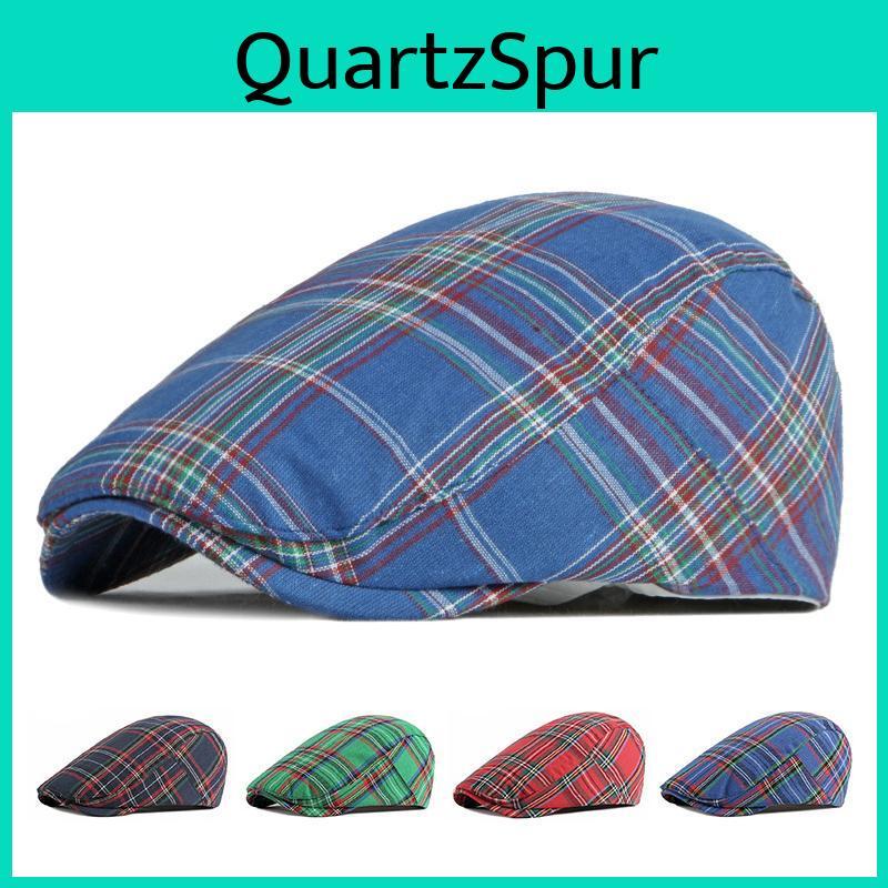 Beret Casual Caps Newsboy Plaid For Men Womens Plaid Cap Forward Hat Gatsby Painters Hats Adjustable Ivy Hat Gorro Hombre Boina