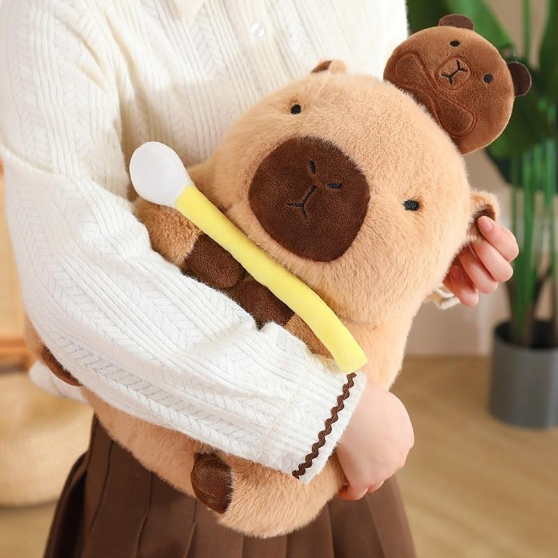 Cute Lucky Water Guinea Pig Plush Toy Funny Capybara Doll Sofa Cushion Lotus Seat Cushion Birthday Gift 30cm/40cm