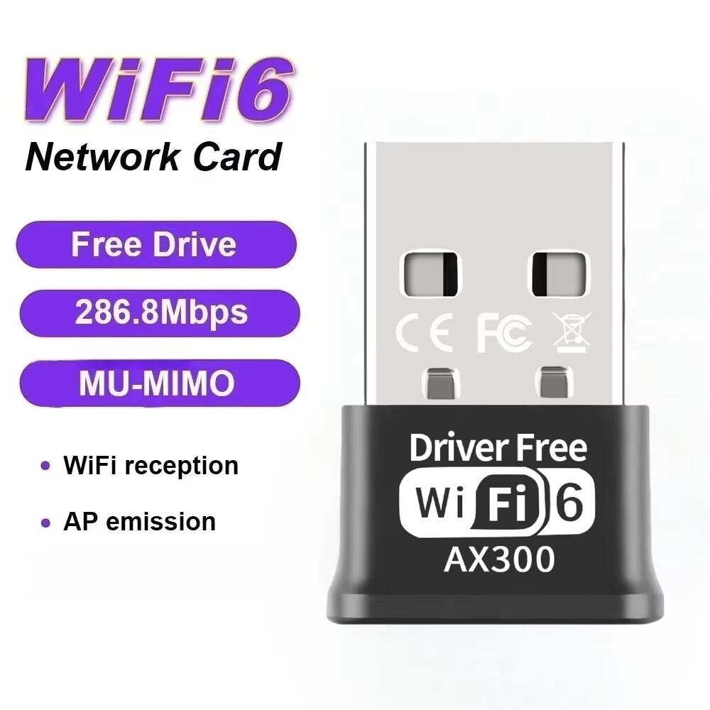 

AX300 USB WiFi 6 Адаптер 2.4G Беспроводной Донгл 802.11AX Сетевая Карта USB 2.0 Wi-Fi Приемник Для ПК/Ноутбука Win 710/11 Без Драйверов