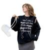 Autumn and Winter New Style Korean Design Bow Hollow Off-shoulder Letter Print Long-sleeved Off-shoulder Sweatshirt for Women