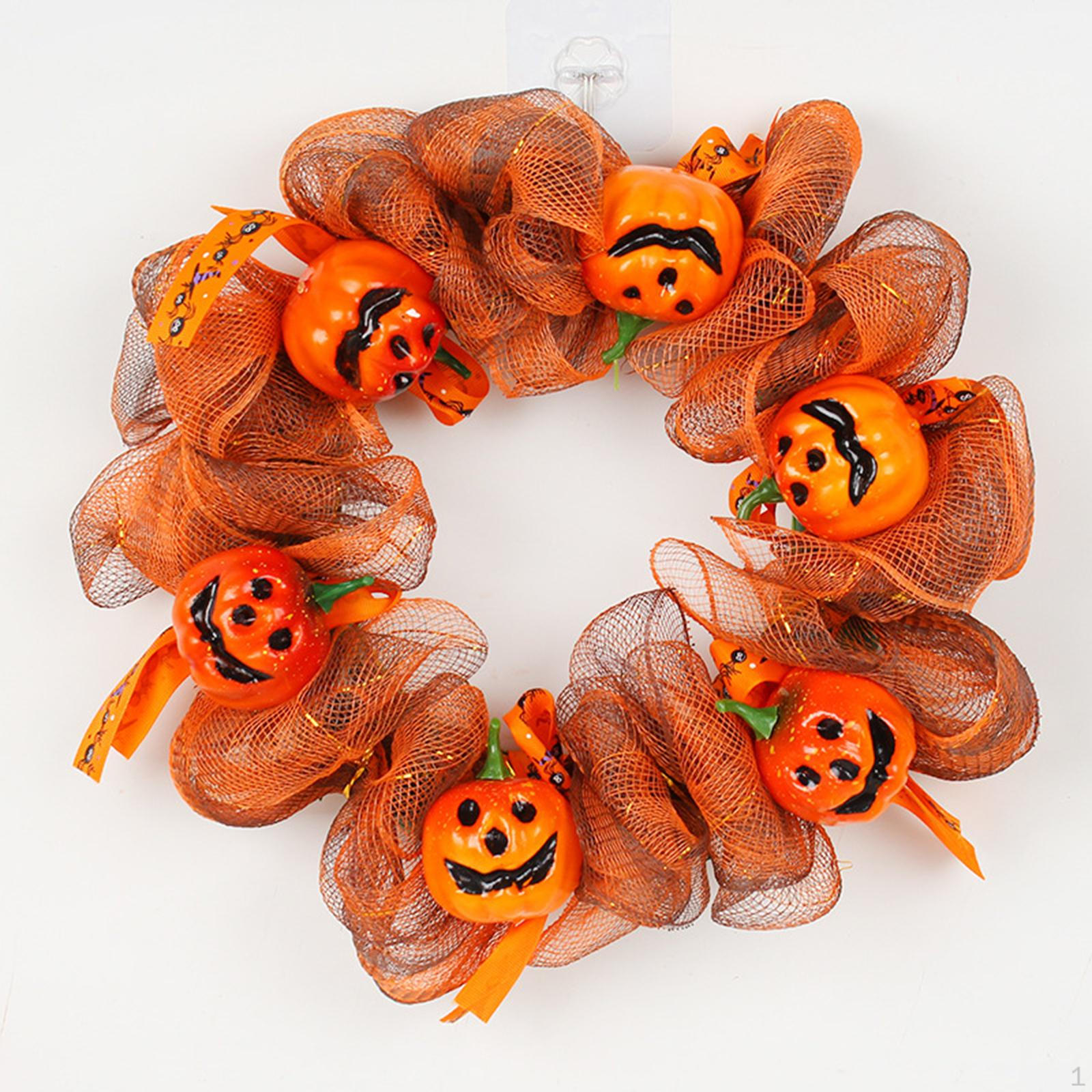 

14 Halloween Wreath Door Pumpkin Hanging Fall Garland for Photo Props Horror Party