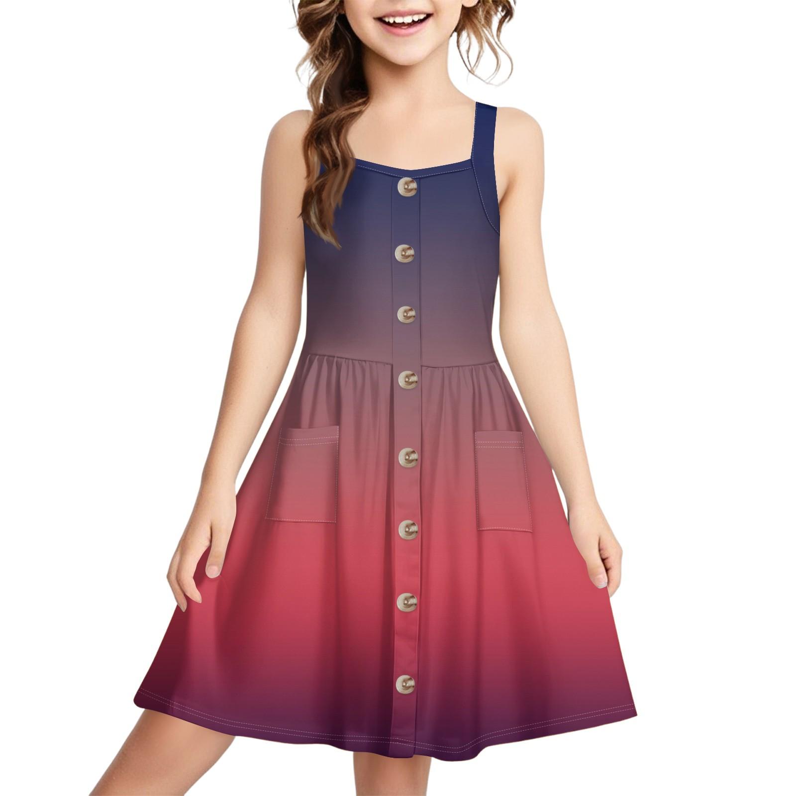 

Детский сарафан с застежкой на пуговицы и без рукавов, повседневный, модный, градиентный 140 тёмно-синий