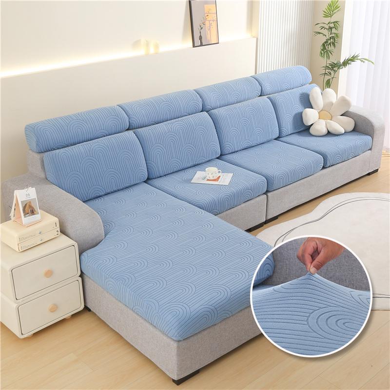 Thick Cushion Cover Wave Pattern Jacquard Sofa Seat Cover for Living Room L-Shaped Corner Sofa Backrest Sofa Protector