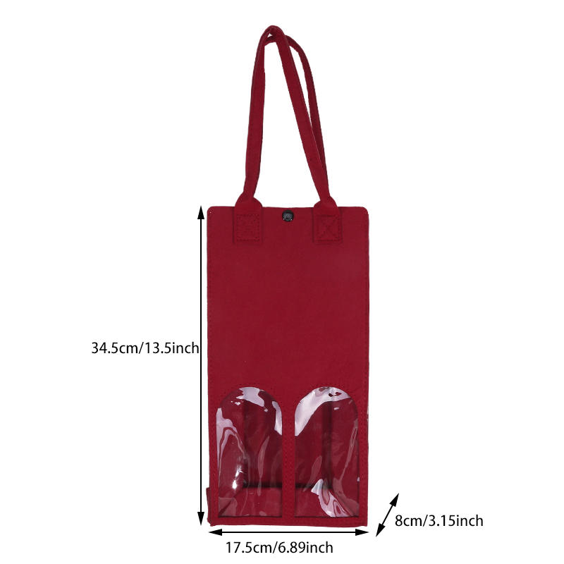 Portable Felt Red Wine Bag Double Bottle Champagne Storage Bag  With Window  Wine Gift Drink Bag for Wine Lovers or Wedding 1pc