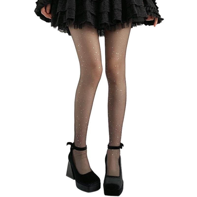 Women's Shimmer Tights Control Top Pantyhose Sparkly Sequins Pantyhose Tights Sheer Stockings