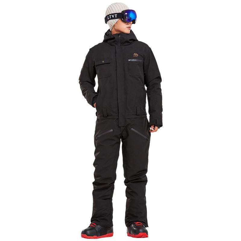 

Unisex Insulated Waterproof Snowboard Suit - One-Piece Ski Set for Couples Women s Medium чёрный