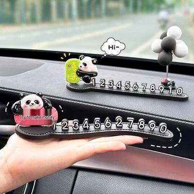 Plăcuță de Înmatriculare Adorabilă cu Panda pentru Telefonul Mașinii & Decor pentru Bord pentru Ameliorarea Stresului