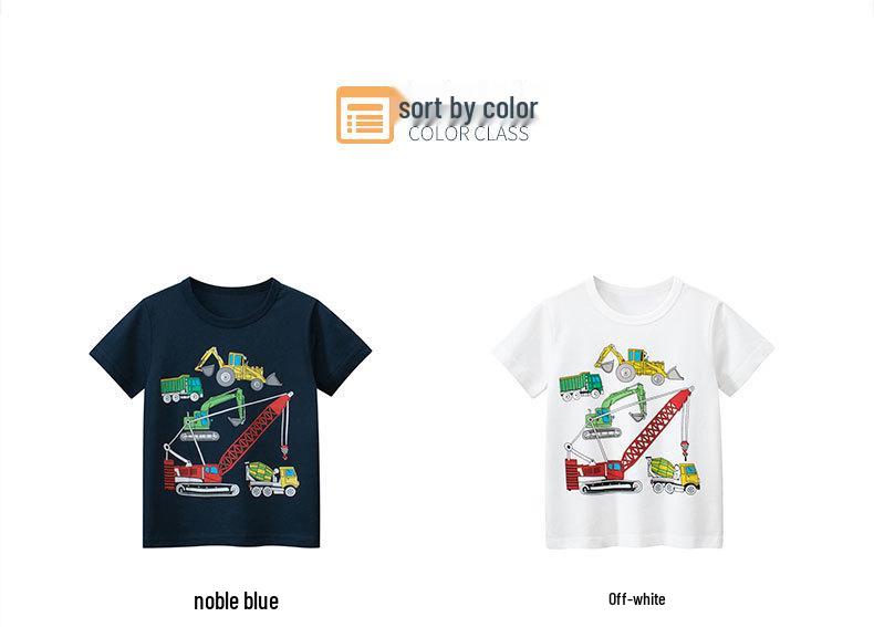 27KIDS Summer Boys' Excavator T-shirt - Short Sleeve Baby Boy Top