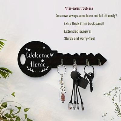 Temu Retro Wandmontierter Holzschlüsselhaken & Heimdeko Anhänger