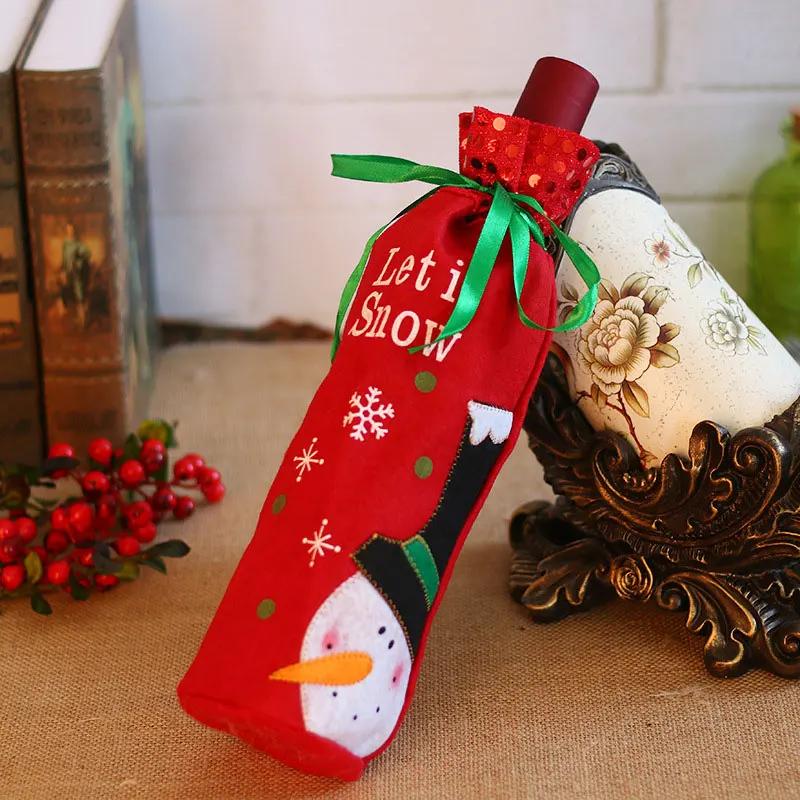 Christmas Wine Bottle Cover Toppers Light Up Santa Claus Gnomes Bottle Bags For Holiday Xmas Table Decorations