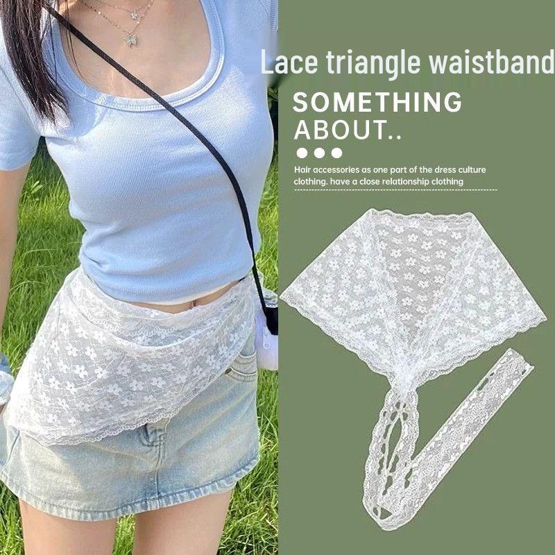 

Кружевной пояс-бандана: Универсальный шелковый шарф для талии, юбки, волос и в качестве аксессуара-головного платка One Size