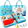 Montessori Busy Board Interactive Sensory Toy Foldable Portable Activity Book Blue Educational Travel Toy for Fine Motor Skills Development