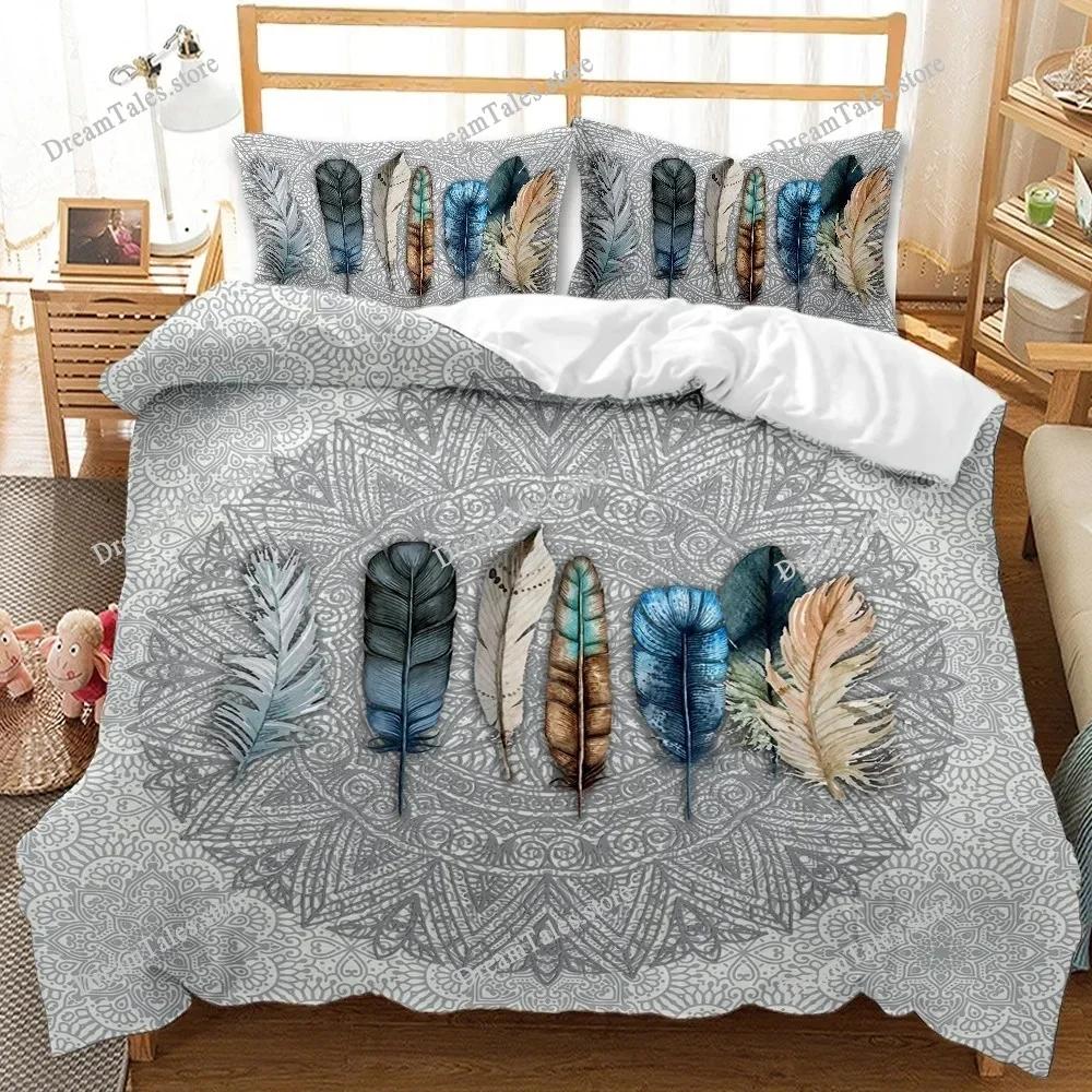 Bohemian Elephant Mandala Pattern Boho Style Duvet Cover Pillow Case Bedding Set Quilt Cover Double Bed Home Textile Luxury Gift