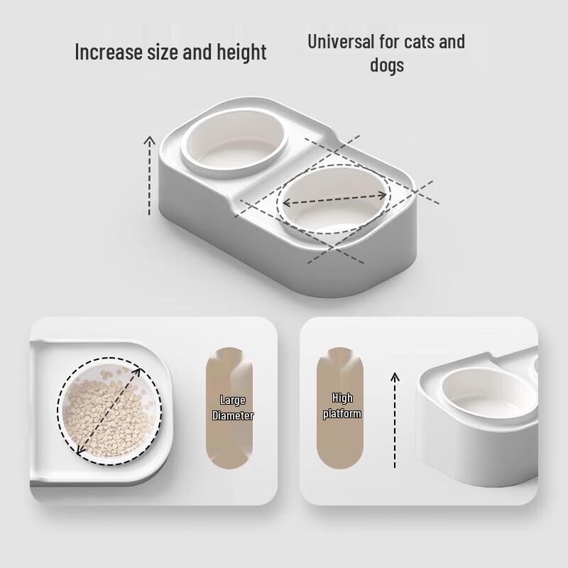 HELLOJOY Ceramic Elevated Double Pet Bowl