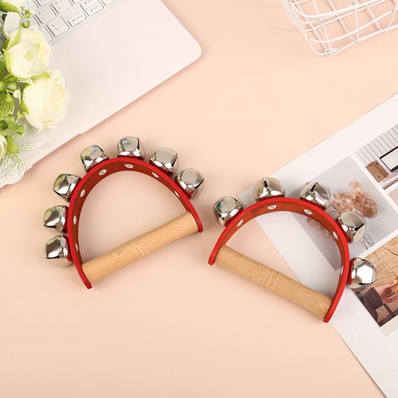 Handbell Hand Bells With 5Pcs/7Pcs Jingle Bells Wood Handle Musical Instrument Bell Toy Gift For School Music Class Home Daycare