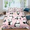 Panda Duvet Cover Set Cherry Blossoms Cute Animal Bedding Set Flower Branches Cartoon Double Queen King Polyester Quilt Cover