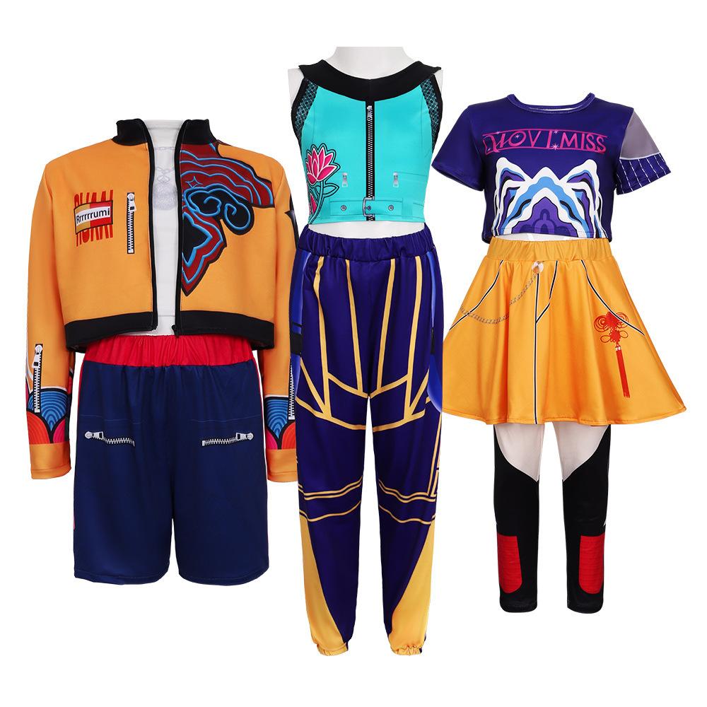 Korean wave song suit K-POP Zoe cosplay performance suit black gold costume witch hunter girl group cos children Rumi