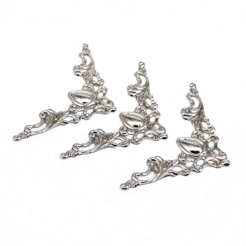 24pcs Book Box Corner Edge Decorative Protector Cover for Jewelry Chest Gift Wine Wooden Case Scrapbook Photo Album Frame Metal