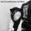 New Harajuku Japanese Cat Ear Hat Cross Chain Leather with Scarf Women Y2K Punk Knitted Caps Buckle Warm Ear Flap Hat