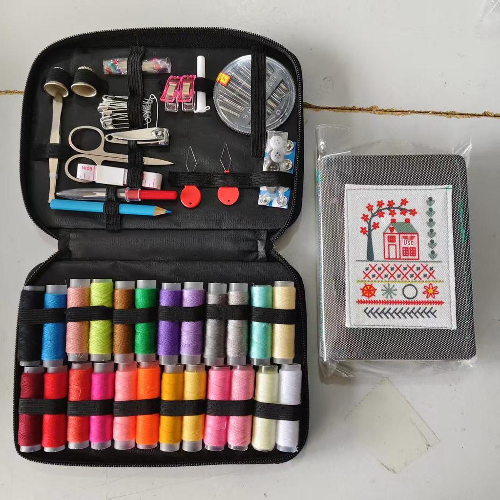 Portable Needle and Thread Set for Home Sewing and Mending – Includes Stitching Method Book and Case