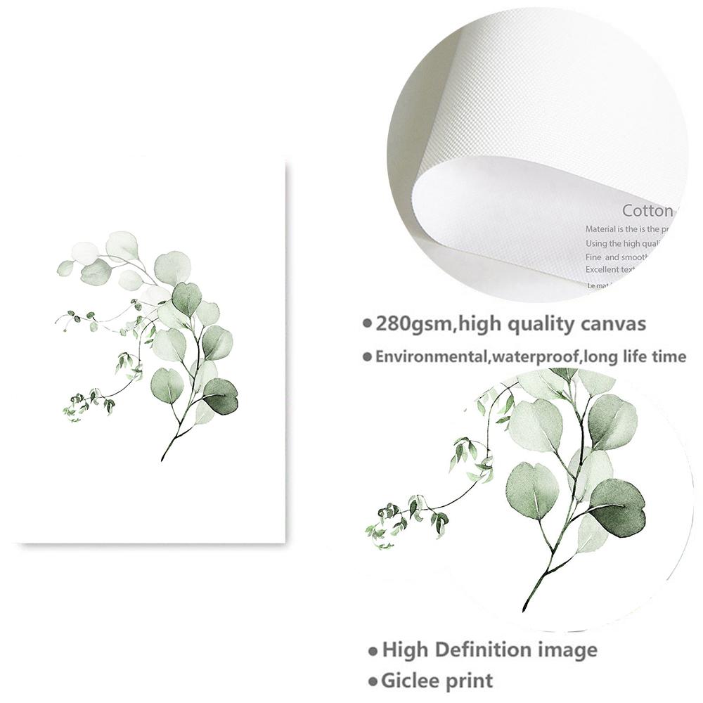 Green Plant Leaves Poster Print Wall Art Canvas Painting Botanical Eucalyptus Picture for Living Room Home Decor Decoration
