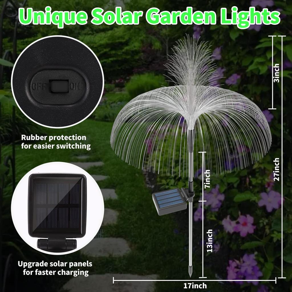 Solar Flower Lights Outdoor Decorative Waterproof, Solar Yard Light Outside Decorations Color Changing, Solar Garden Lights Stake Decor