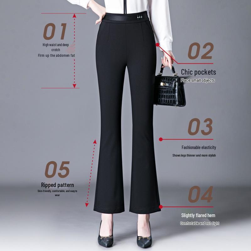 Women's 2024 High Waist Slimming Flare Pants with Elastic Waist - Spring/Autumn Plus Size